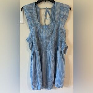 Sonoma Maternity Flutter Sleeve Smocked Babydoll Top NWT Size XL Materni…